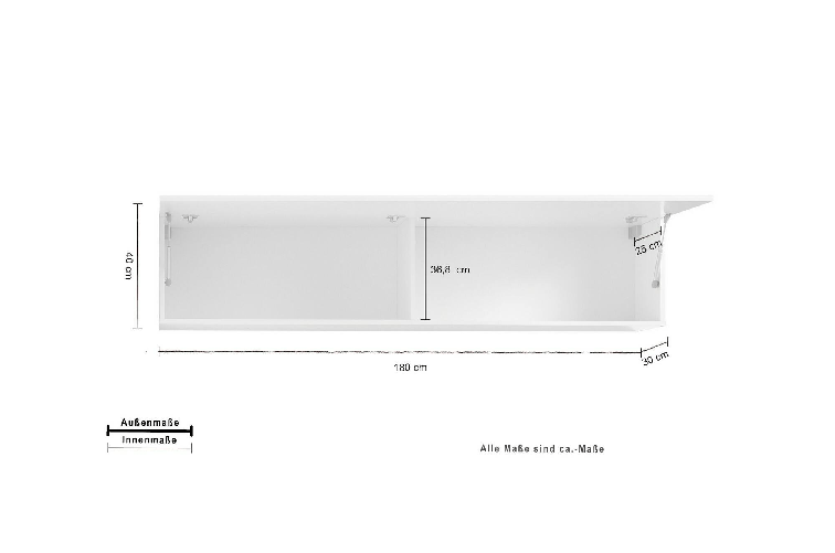 Dmora Mobile pensile Dghoula, Armadio multiuso, Mobiletto a muro, 100% Made in Italy, cm 180x30h40