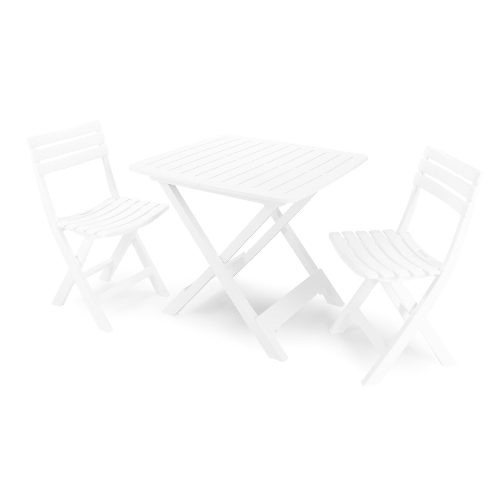 Dmora Set salotto da esterno Dantonuc, Set da giardino con 2 poltrone e 1 tavolo, Set da campeggio