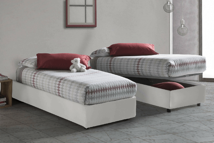 Talamo Italia Letto singolo Dalfan, Letto contenitore con rivestimento in ecopelle