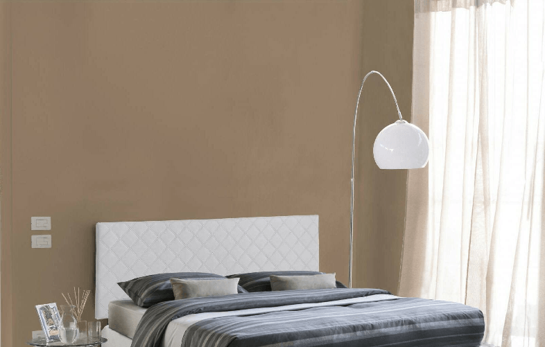 Talamo Italia Letto matrimoniale Dbess, Testata in ecopelle a muro, 100% Made in Italy