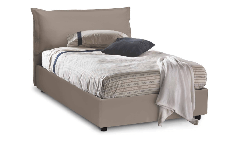 Talamo Italia Letto piazza e mezza Dbayey, Letto contenitore con rivestimento in ecopelle