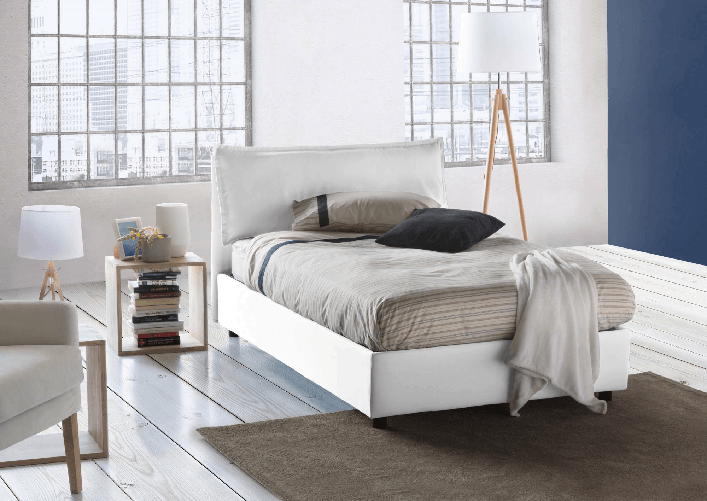 Talamo Italia Letto piazza e mezza Dcasade, Letto contenitore con rivestimento in tessuto