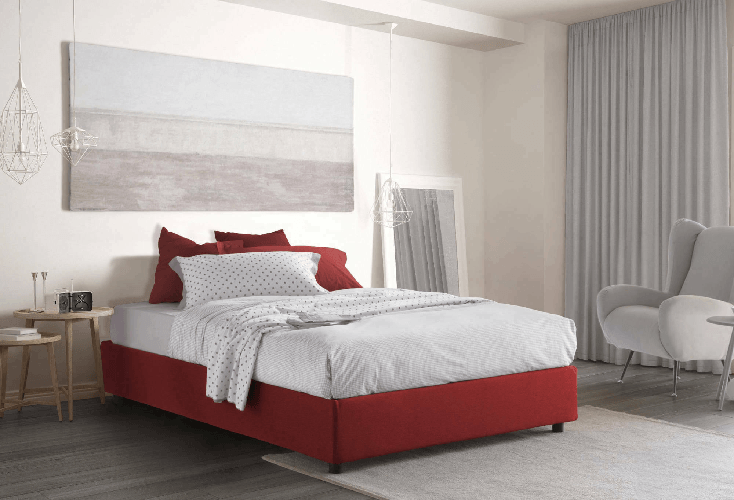 Talamo Italia Letto matrimoniale Deusep, Letto contenitore con rivestimento in tessuto