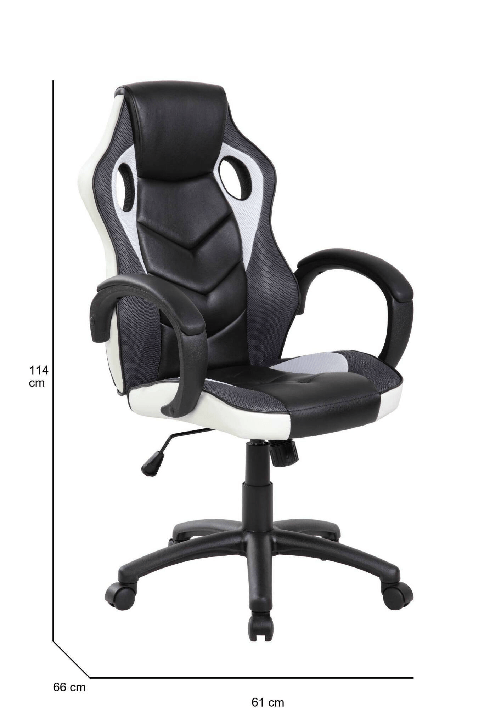 Dmora Sedia da gaming Darlanc, Poltrona da gaming adulto, Sedia da scrivania, 66x61h104/114 cm