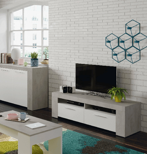 Dmora Mobile porta TV Dmerl, Credenza per televisione da soggiorno, Supporto TV a 2 ante