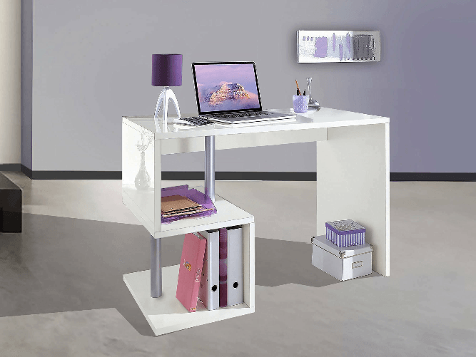 Dmora Scrivania Dgyombe, Scrittoio lineare porta PC, Tavolo multiuso per ufficio