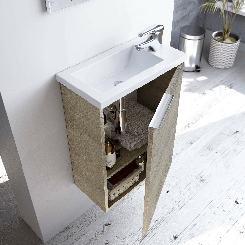 Dmora Mobile sottolavabo Dlott, Mobiletto per bagno sospeso