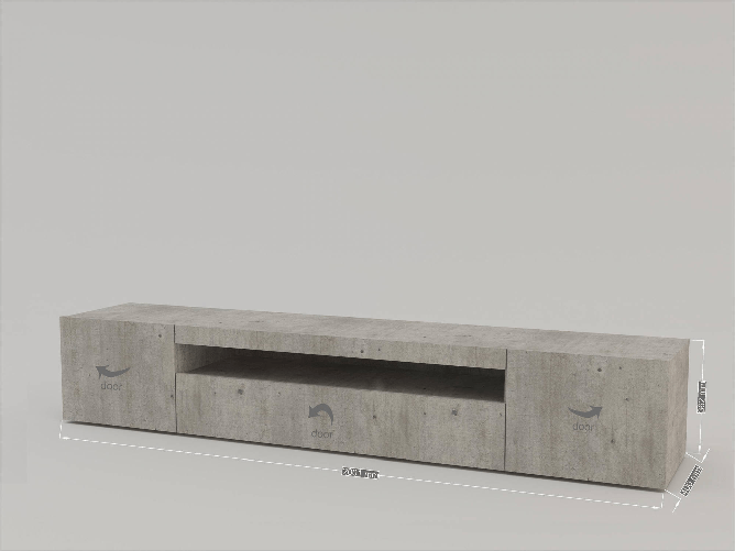 Dmora Mobile porta TV Dafrim, Credenza bassa da soggiorno a 3 ante, Base porta TV