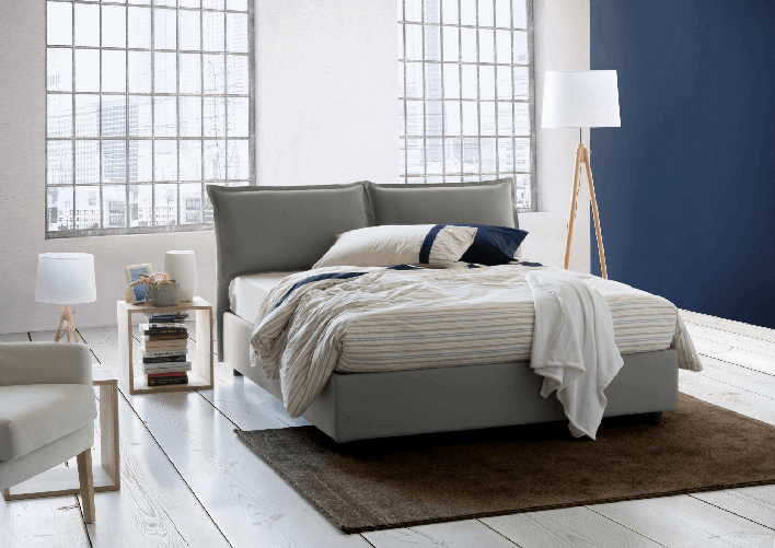 Talamo Italia Letto matrimoniale Dabdelli, Letto contenitore con rivestimento in tessuto
