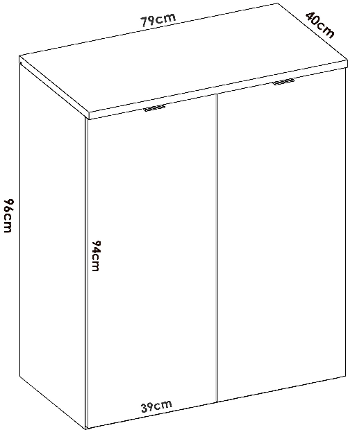 Dmora Armadio multiuso Ddijk, Mobile basso multifunzione, Armadietto a 2 ante, 79x40h96 cm