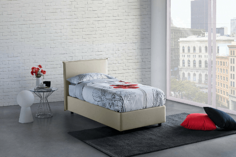 Talamo Italia Letto singolo Darut, Letto contenitore con rivestimento in tessuto
