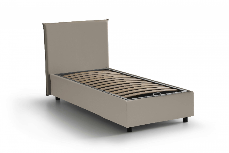 Talamo Italia Letto singolo Daram, Letto contenitore con rivestimento in ecopelle