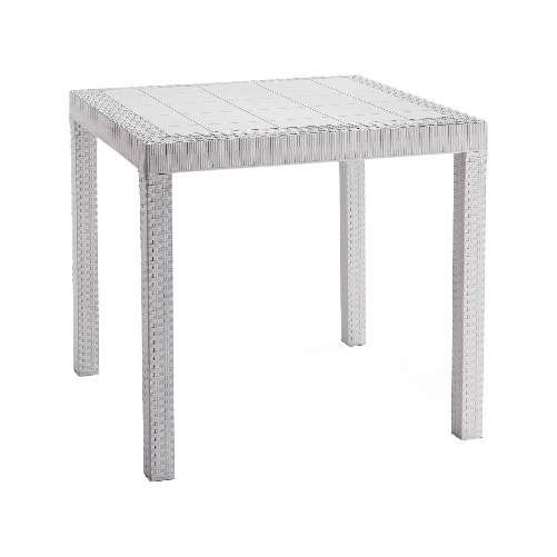 Dmora Tavolo da esterno Dguidon, Tavolo quadrato fisso, Tavolo da giardino multiuso effetto rattan
