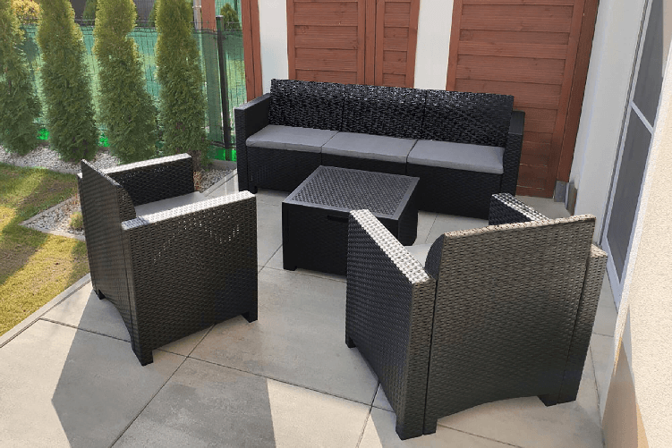 Dmora Set salotto da esterno Dmuh, Set da giardino con cuscini