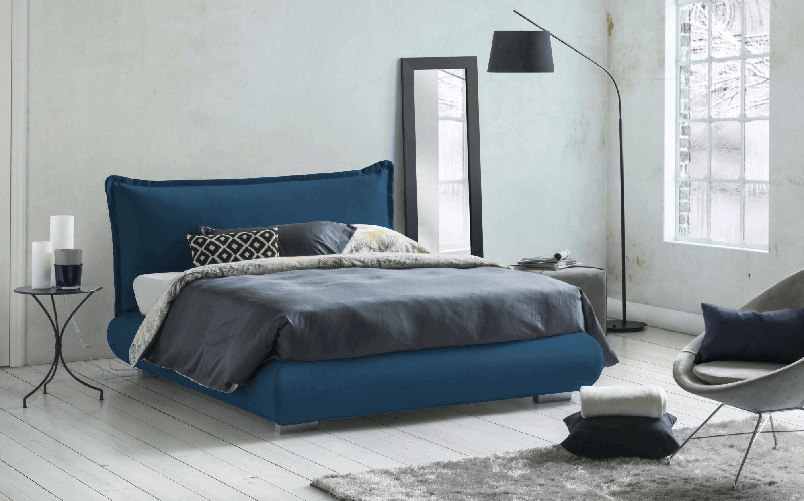 Talamo Italia Letto matrimoniale Dfecci, Letto contenitore con rivestimento e testata in tessuto