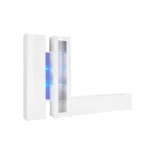 Dmora Parete attrezzata Dcau, Set salotto porta TV a 3 ante