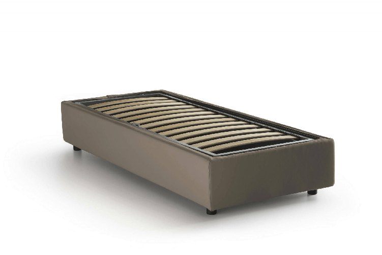 Talamo Italia Letto singolo Dabass, Letto contenitore con rivestimento in ecopelle