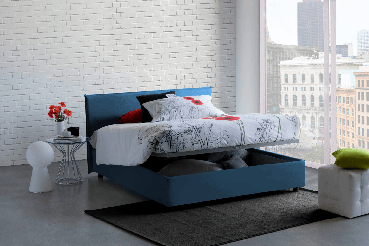 Talamo Italia Letto matrimoniale Dallegr, Letto contenitore con rivestimento in tessuto