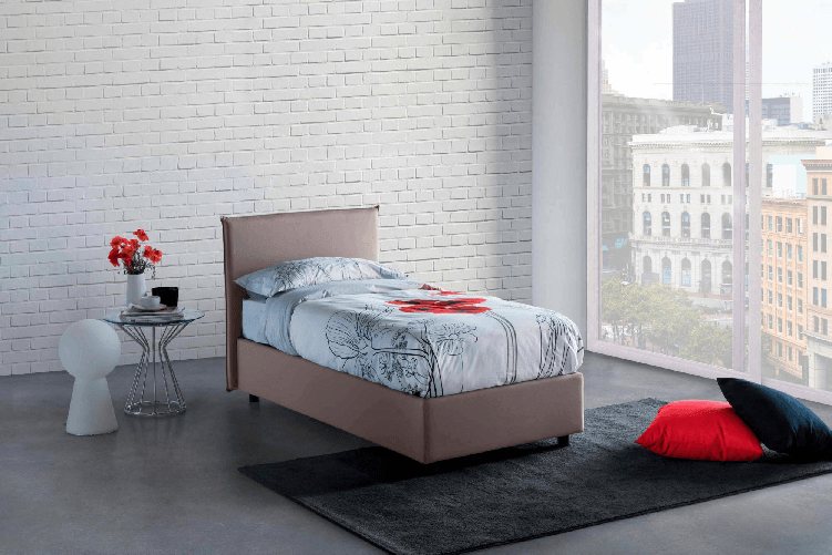 Talamo Italia Letto singolo Darut, Letto contenitore con rivestimento in tessuto