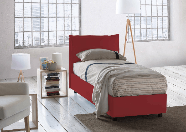 Talamo Italia Letto singolo Dcrnigo, Letto contenitore con rivestimento in tessuto