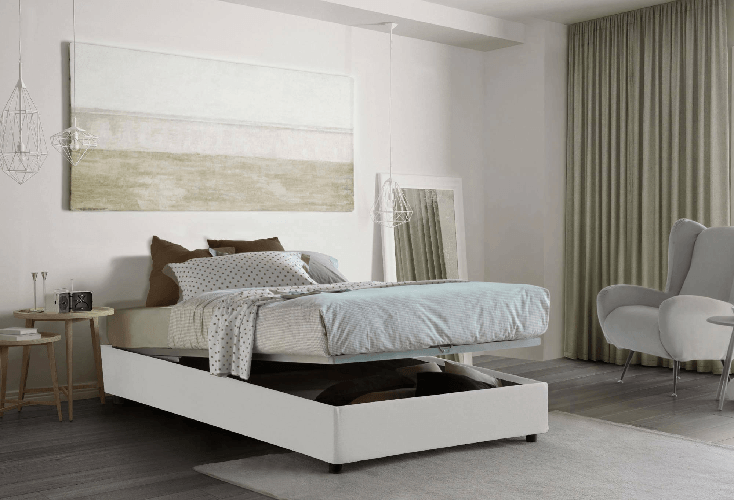 Talamo Italia Letto piazza e mezza Dbamb, Letto contenitore con rivestimento in tessuto