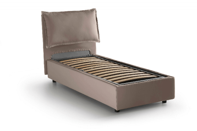 Talamo Italia Letto singolo Ddimari, Letto contenitore con rivestimento in tessuto