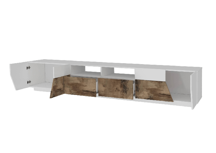 Dmora Mobile porta TV Dfagiol, Credenza bassa da soggiorno a 4 ante, Base porta TV