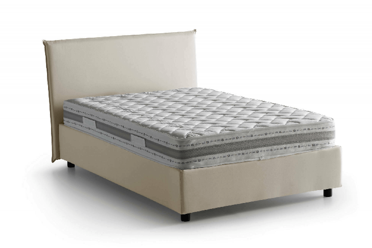 Talamo Italia Letto piazza e mezza Daceret, Letto contenitore con rivestimento in tessuto