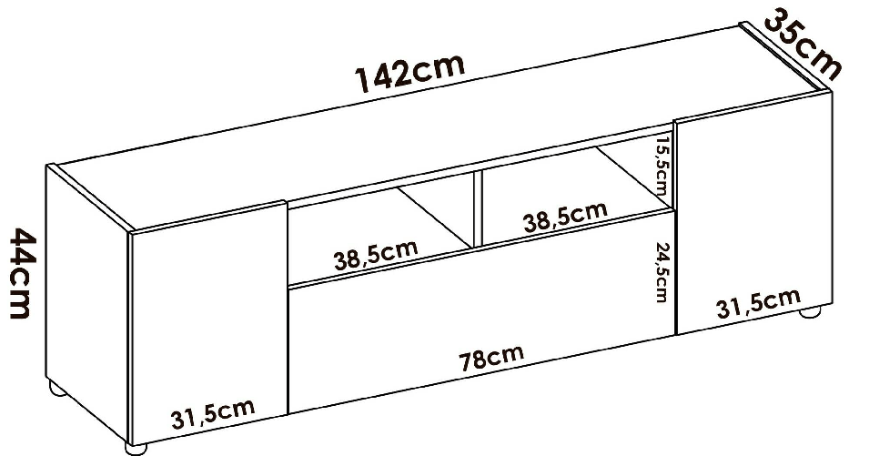 Dmora Mobile porta TV Dcotal, Credenza bassa da soggiorno, Madia da salotto per televisione