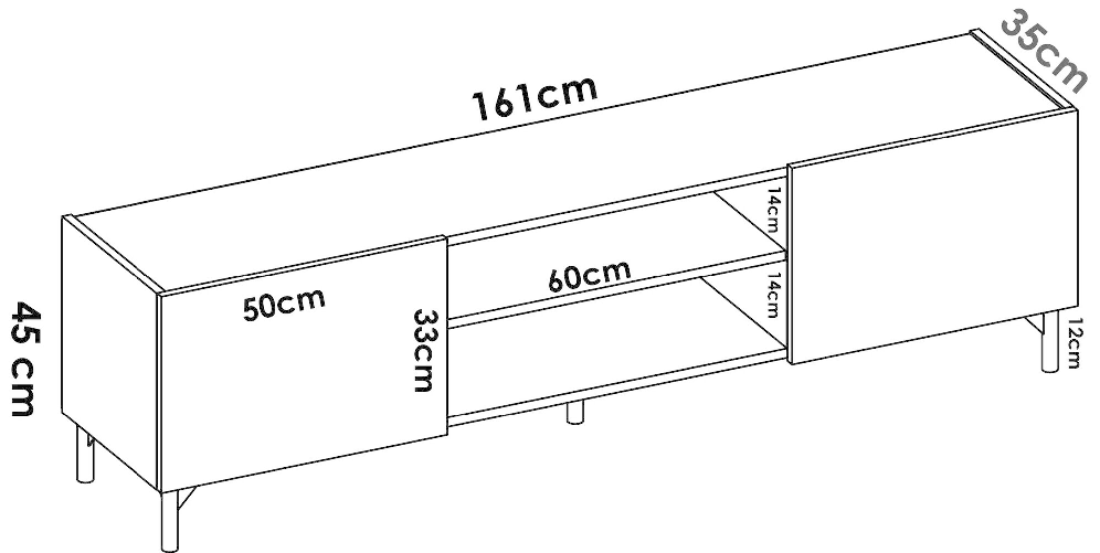 Dmora Mobile porta TV Dcod, Credenza bassa da soggiorno, Madia da salotto per televisione