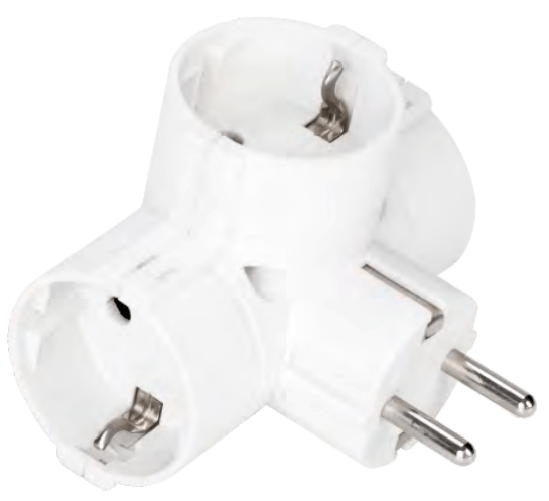 Adattatore triplo schuko bianco 16 ampere ecova