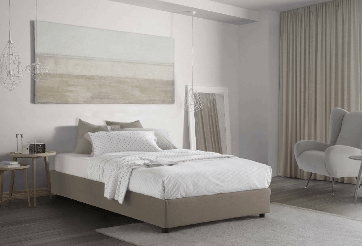 Talamo Italia Letto piazza e mezza Dbamb, Letto contenitore con rivestimento in tessuto
