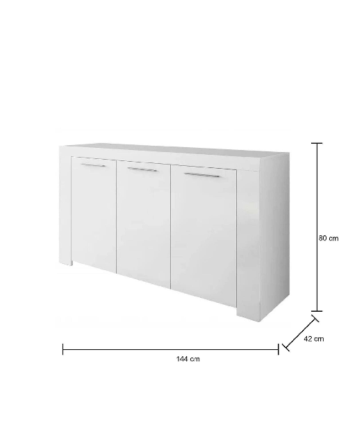 Dmora Credenza Dalbiera, Madia moderna a 3 ante, Buffet da soggiorno, Mobile porta TV