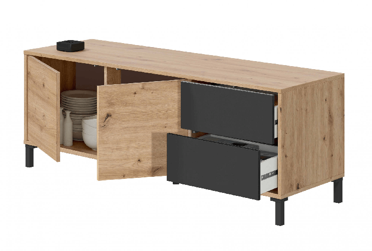 Dmora Credenza Daca, Madia moderna a 2 ante, Buffet da soggiorno, Mobile porta TV