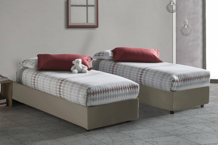 Talamo Italia Letto singolo Dginulf, Letto contenitore con rivestimento in ecopelle