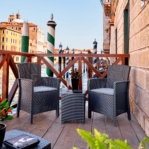 Dmora Set salotto da esterno Dfre, Set da giardino con cuscini
