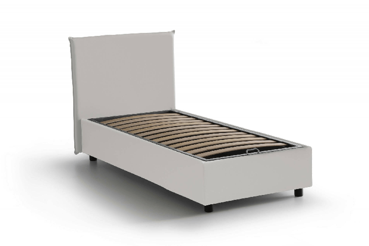 Talamo Italia Letto singolo Dbaros, Letto contenitore con rivestimento in ecopelle