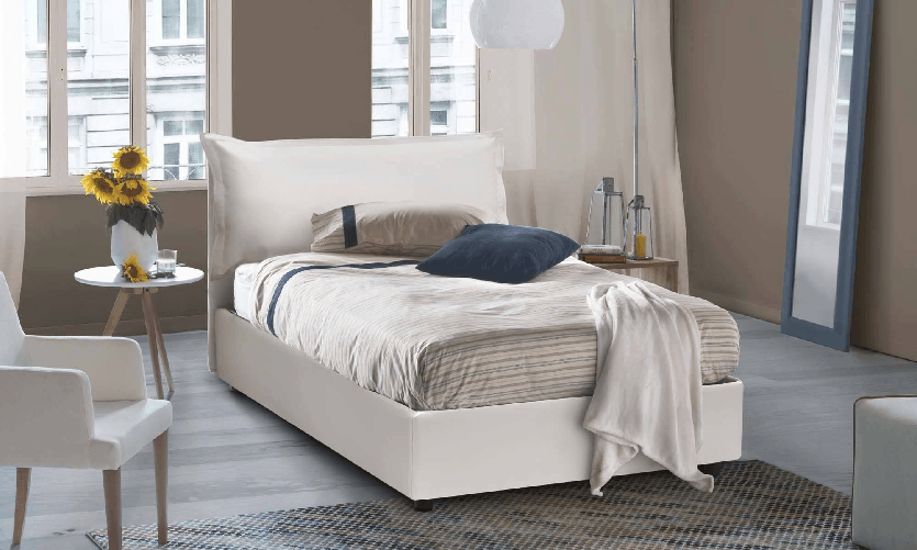 Talamo Italia Letto piazza e mezza Dgarell, Letto contenitore con rivestimento in ecopelle