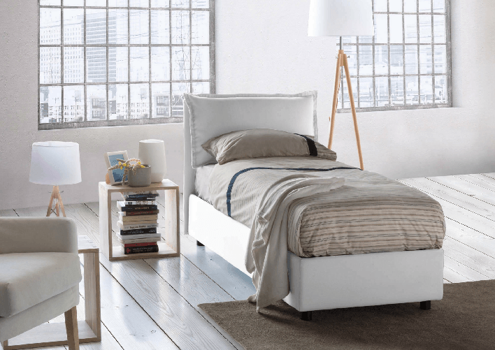 Talamo Italia Letto singolo Ddimari, Letto contenitore con rivestimento in tessuto