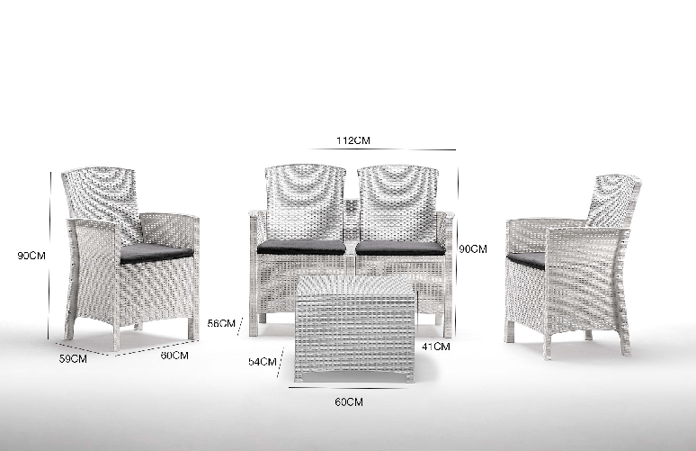 Dmora Set salotto da esterno Dmorat, Set da giardino con cuscini