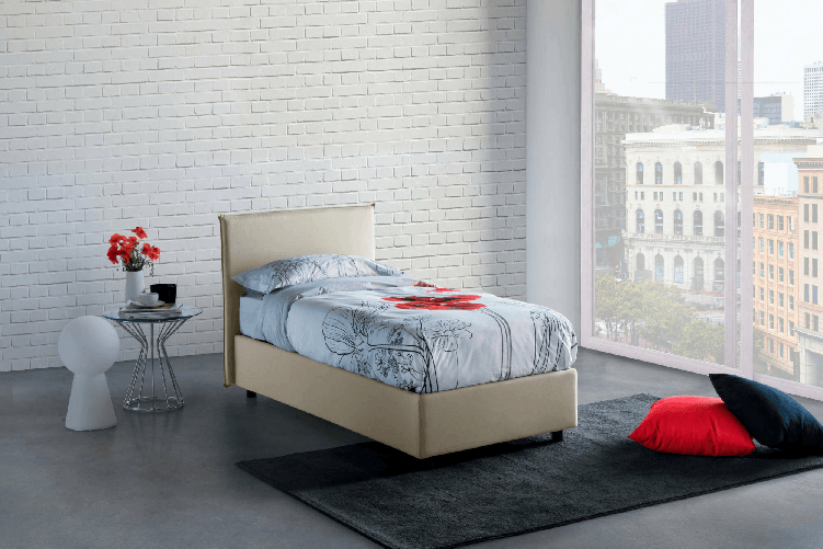 Talamo Italia Letto singolo Dbaston, Letto contenitore con rivestimento in tessuto