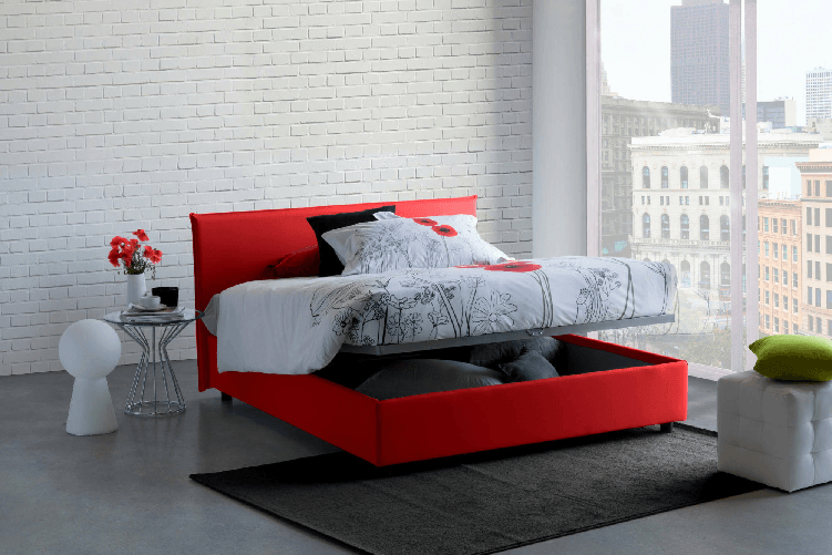 Talamo Italia Letto matrimoniale Dahmeta, Letto contenitore con rivestimento in tessuto