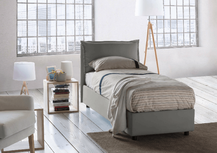 Talamo Italia Letto singolo Dmosco, Letto contenitore con rivestimento in tessuto
