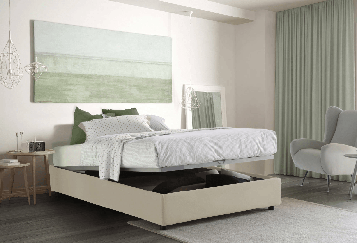 Talamo Italia Letto matrimoniale Dagazz, Letto contenitore con rivestimento in tessuto