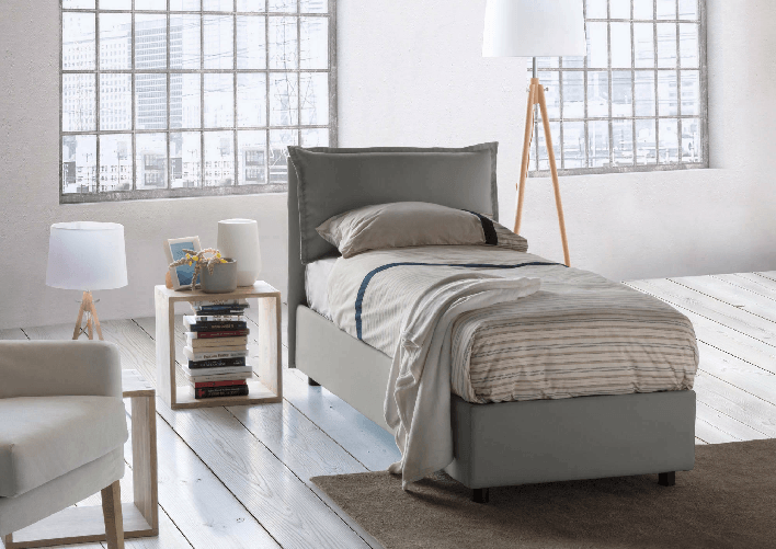 Talamo Italia Letto singolo Dgjyl, Letto contenitore con rivestimento in tessuto