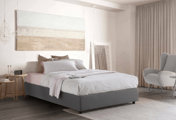 Talamo Italia Letto matrimoniale Dcacac, Letto contenitore con rivestimento in tessuto