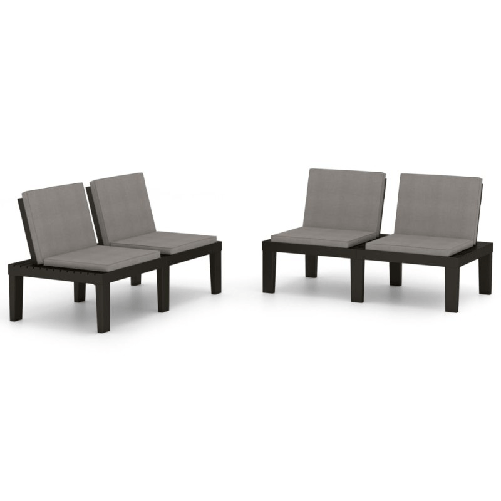 vidaXL Panchine da Giardino con Cuscini 2 pz in Plastica Grigio