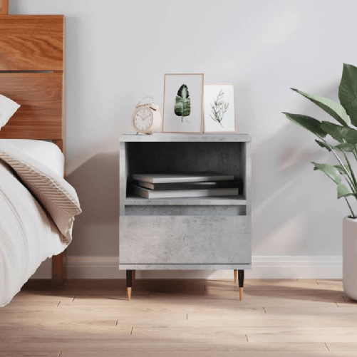 vidaXL Comodino Grigio Cemento 40x35x50 cm in Legno Multistrato