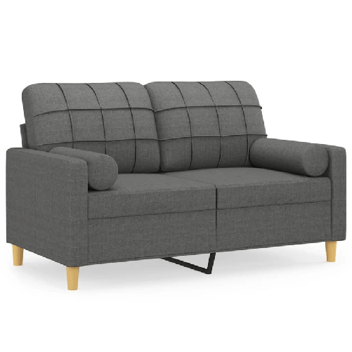 vidaXL Divano a 2 Posti con Cuscini Grigio Scuro 120 cm in Tessuto