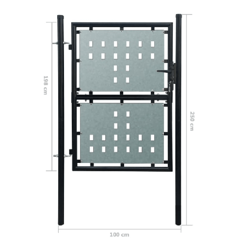 Cancello per Recinzione Singolo Nero 100 x 250 cm